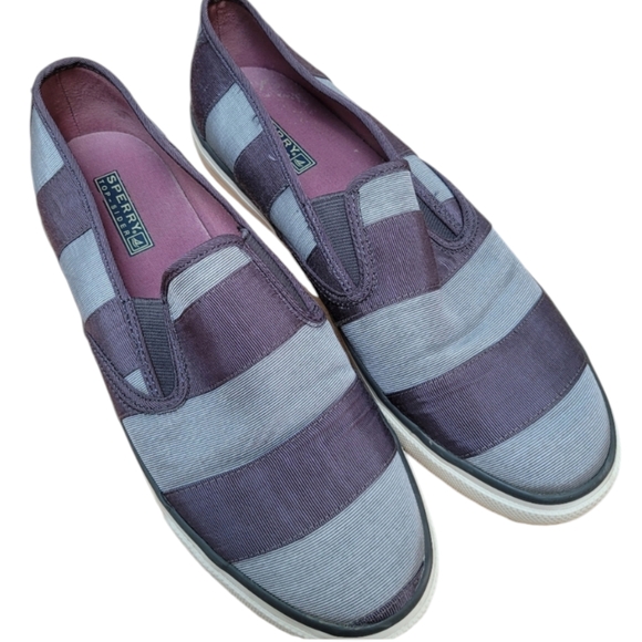 Sperry Shoes - SPERRY | SILVER & GRAY RIBBON SLIP-ONS, SZ 10M